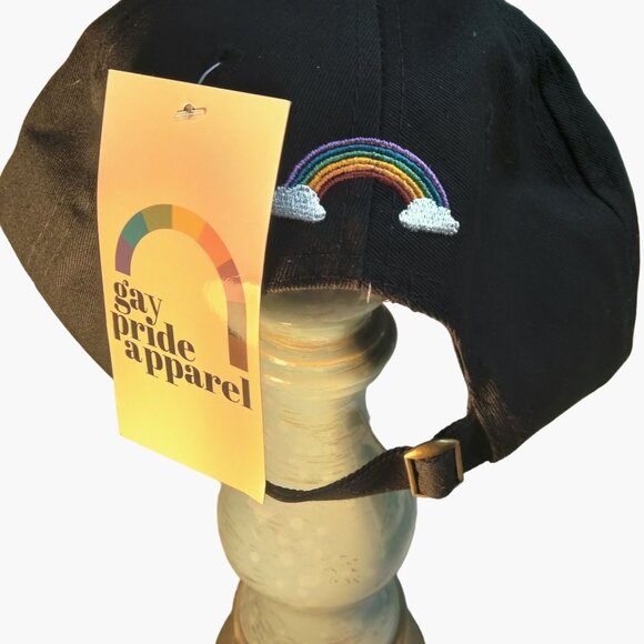 Happy Pride Baseball Cap  Gay Pride Apparel Rainbow LGBTQ Black Embroidered - Picture 4 of 10